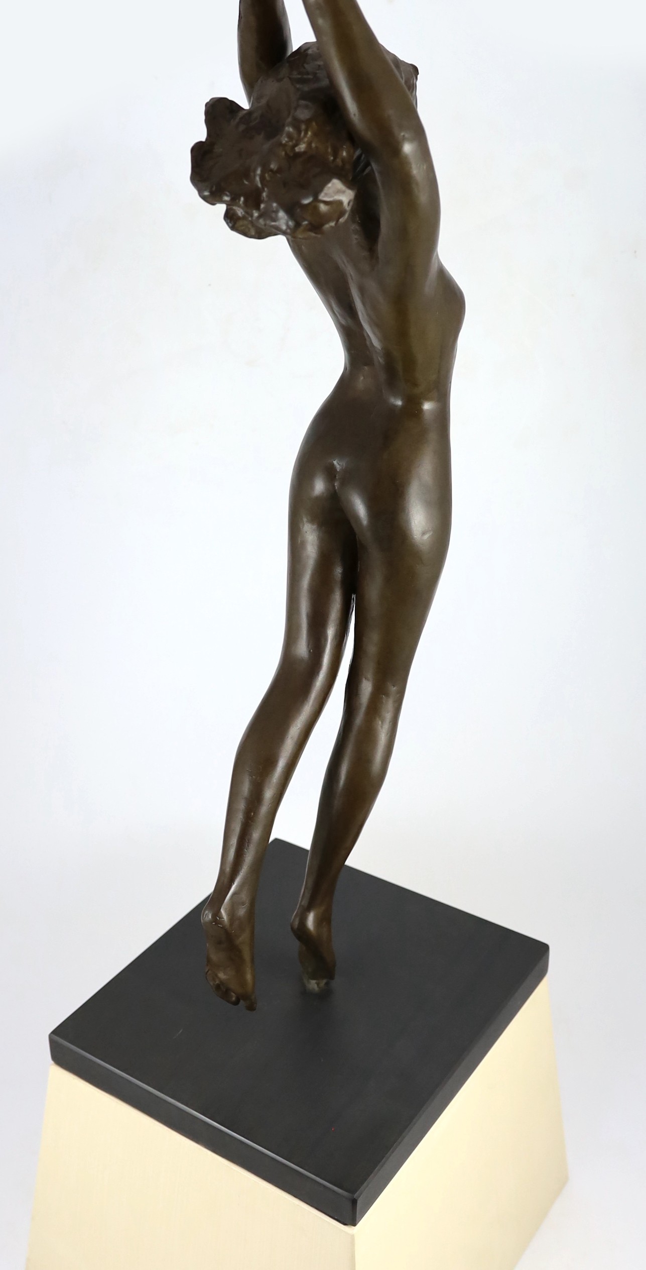 Sydney Harpley R.A. (British, 1927-1992), bronze, 'Girl with a beach ball', Total height including plinth 104cm high